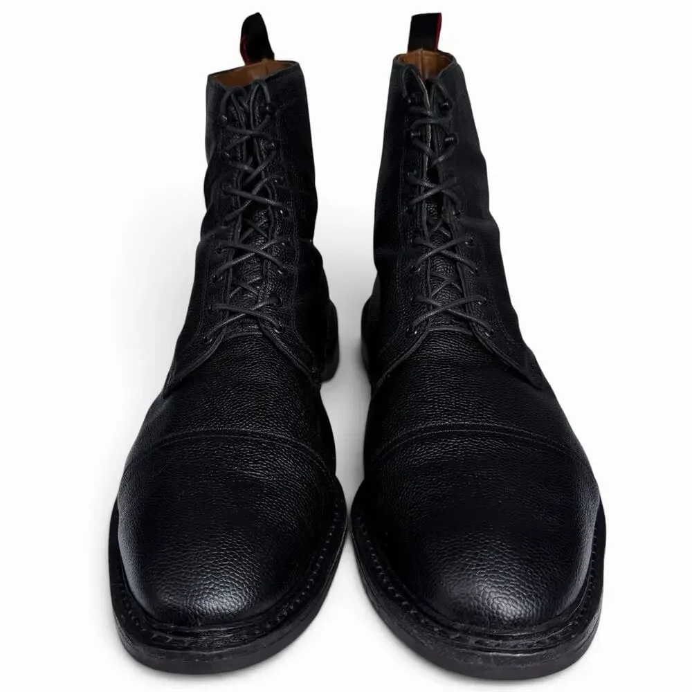 Allen Edmonds First Avenue Lace Up Boots Mens Sz 15 Black Pebbled Leather USA